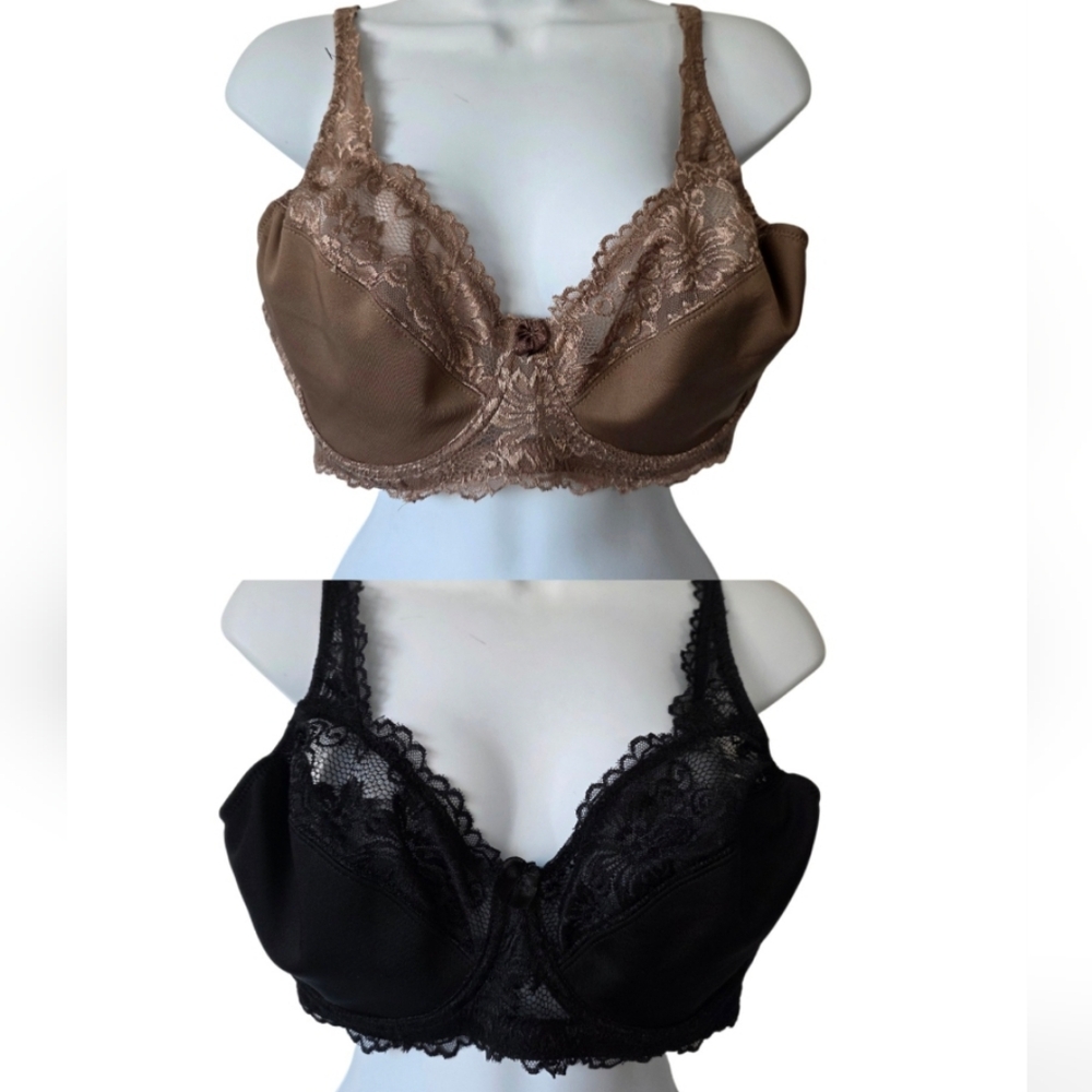 Elegant Lace 2 BRAS Black and Brown 38 DD underwire